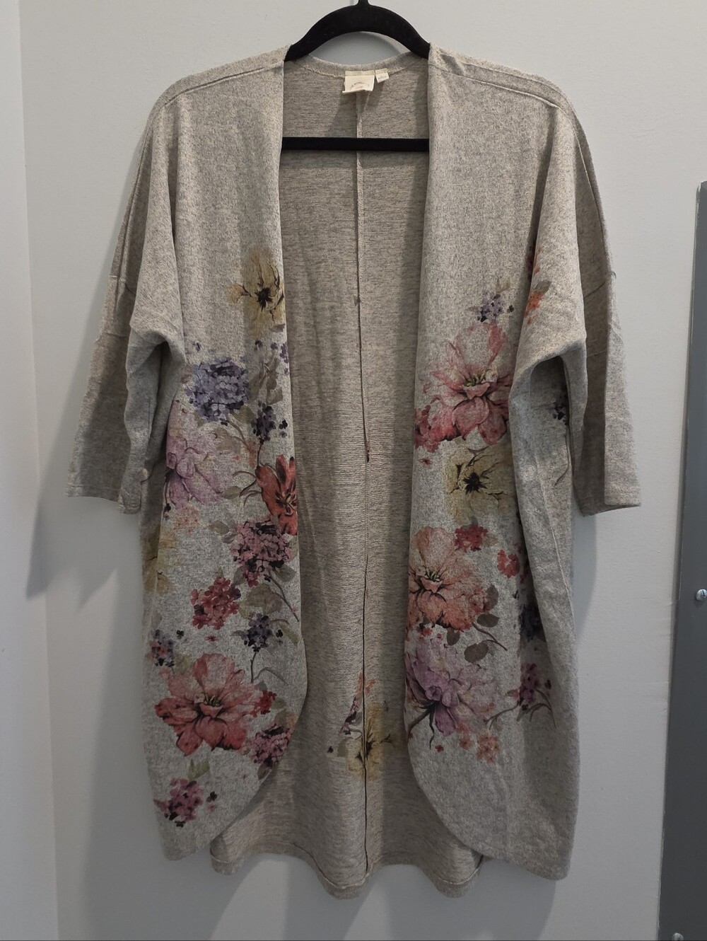 Live in the Moment Floral Cardigan Gray Boho Cottagecore Romantic Garden Girl